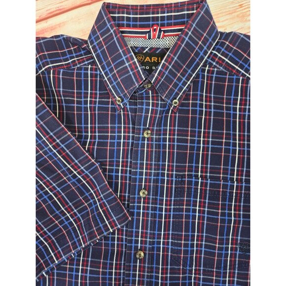 Ariat Pro Series Mens Plaid Button-Up S/S Shirt Large - Picture 4 of 8